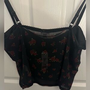 Garage Black Floral Women's Top